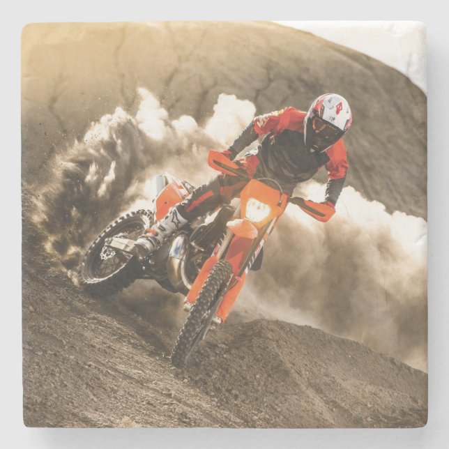 Motocross Rider Stone Coaster (Front)