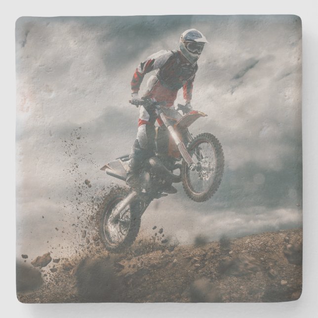 Motocross rider stone coaster (Front)