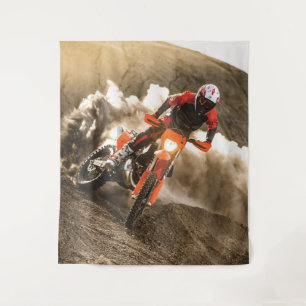 Motocross Rider Tapestry