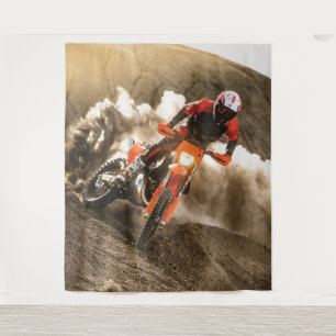 Motocross Rider Tapestry