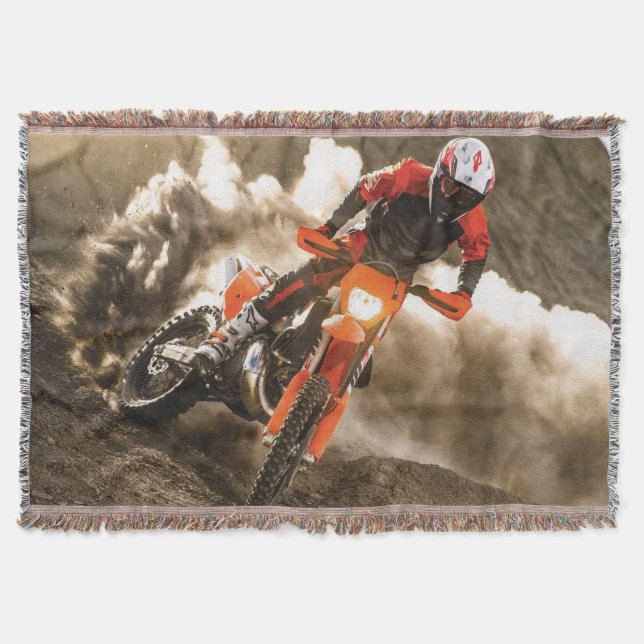 Motocross Rider Throw Blanket (Front)