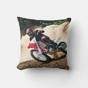 Motocross rider throw pillow