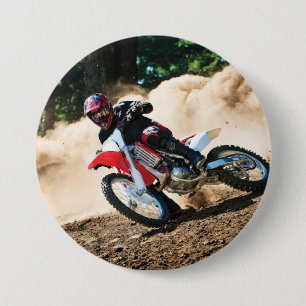 Motocross rider throw pillow 7.5 cm round badge