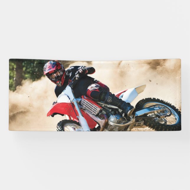 Motocross rider throw pillow banner (Horizontal)