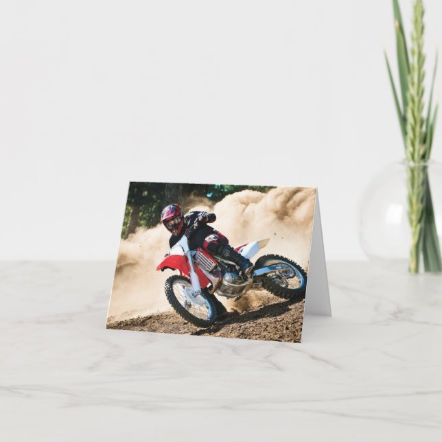 Motocross rider throw pillow card (Front)