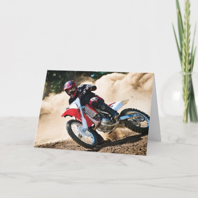 Motocross rider throw pillow card (Front)