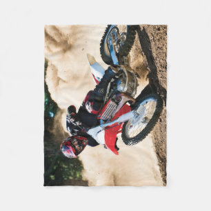 Motocross rider throw pillow fleece blanket