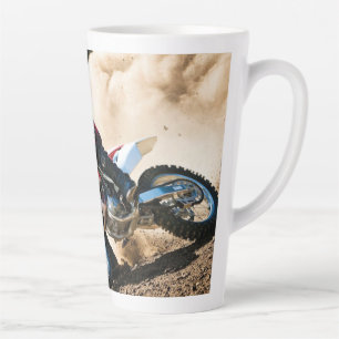 Motocross rider throw pillow latte mug