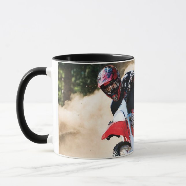 Motocross rider throw pillow mug (Left)