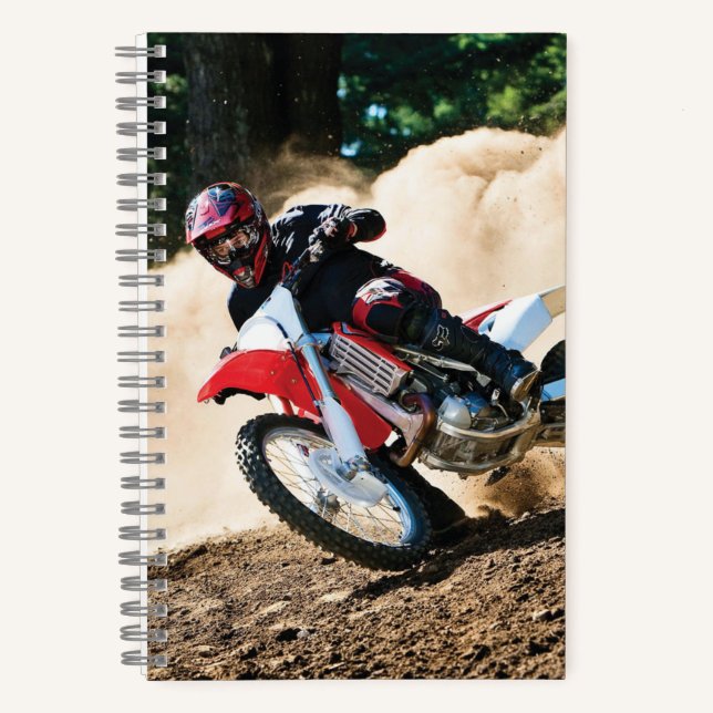 Motocross rider throw pillow notebook (Front)