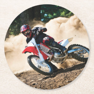 Motocross rider throw pillow round paper coaster