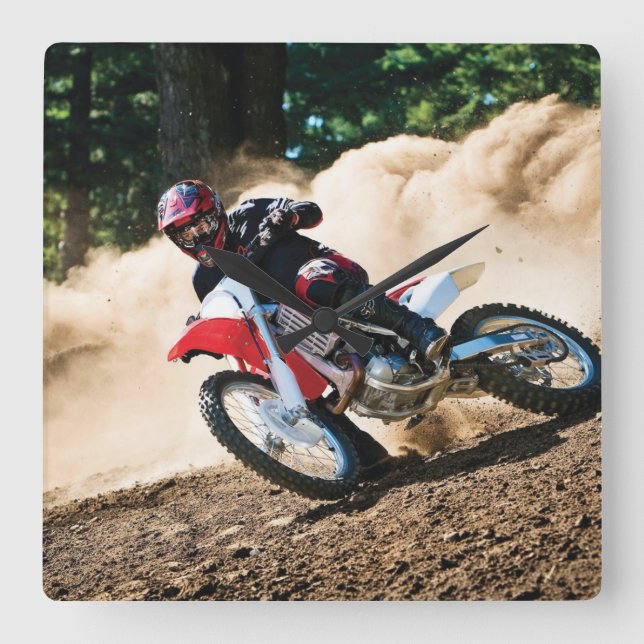 Motocross rider throw pillow square wall clock (Front)