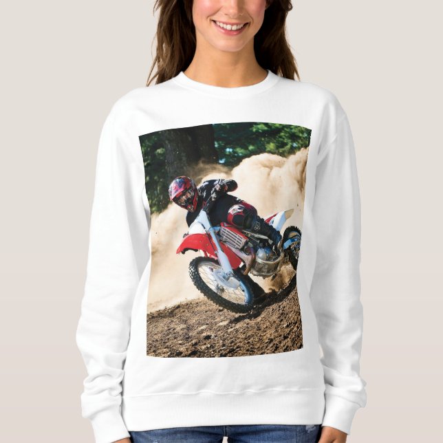 Motocross rider throw pillow sweatshirt (Front)