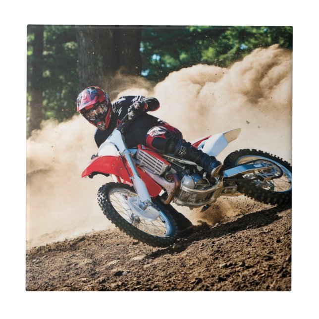 Motocross rider throw pillow tile (Front)