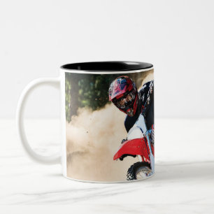 Motocross rider throw pillow Two-Tone coffee mug