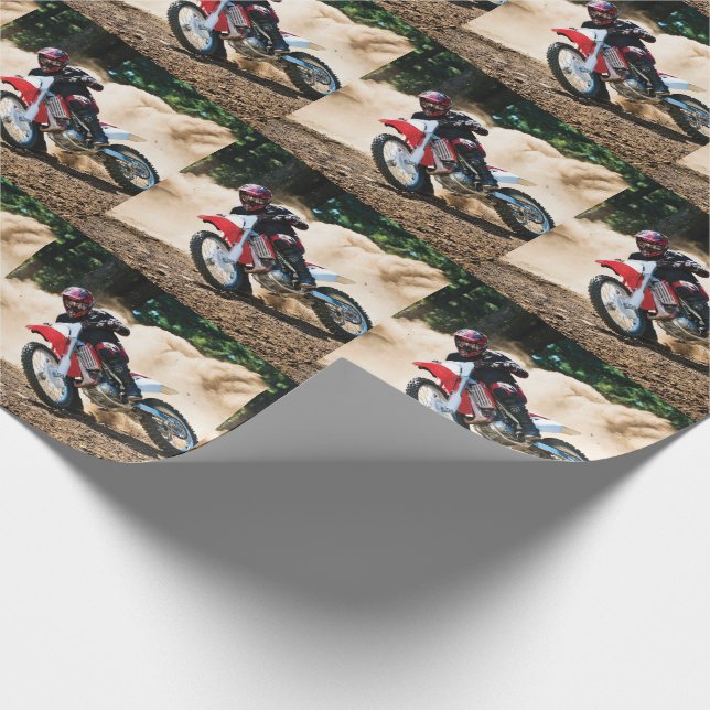 Motocross rider throw pillow wrapping paper (Corner)
