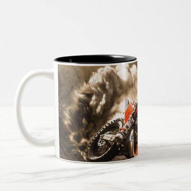 Motocross Rider Two-Tone Coffee Mug (Left)