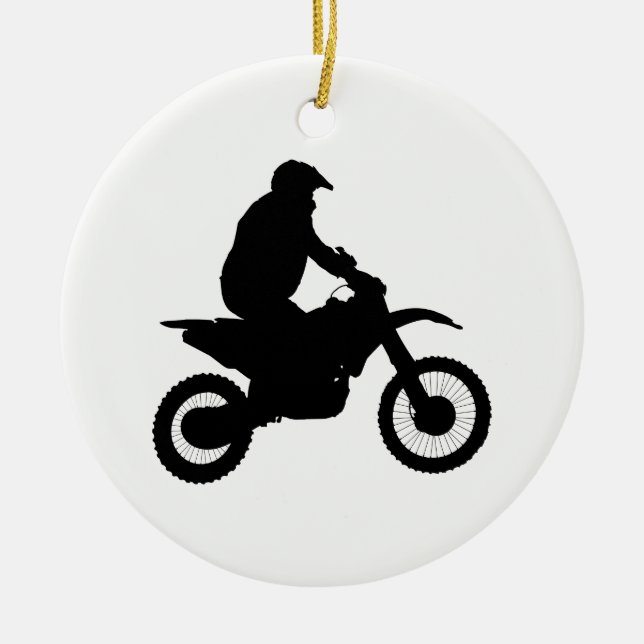 Motocross Silhouette Ceramic Tree Decoration (Front)
