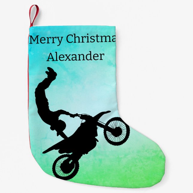 Motocross Small Christmas Stocking (Front)