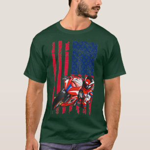 Motocross Sports Bike Motorcycle Vintage Flag T-Shirt