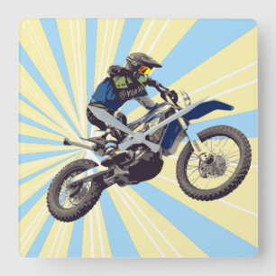 Motocross Square Wall Clock