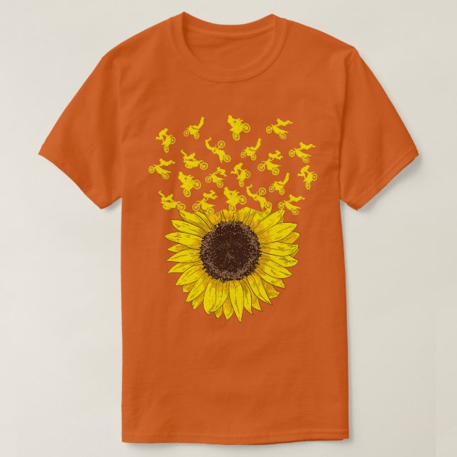 Motocross Sunflower Gift for Biker and Dirt Bike L T-Shirt (Design Front)