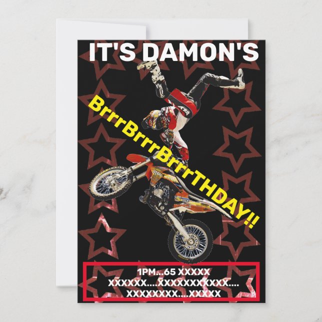 MOTOCROSS SUPERCROSS MOTORBIKE INVITATION (Front)