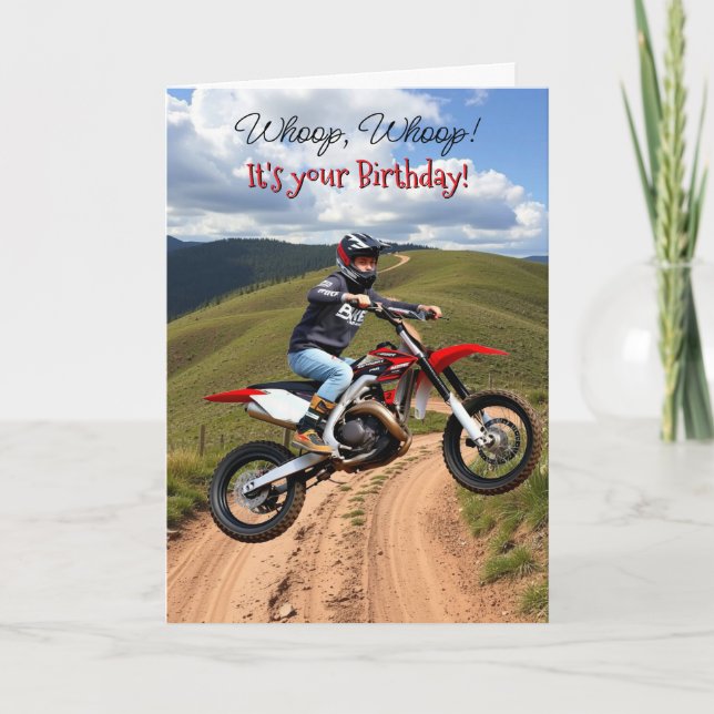 Motocross Themed Birthday for Him Card (Front)