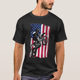 Motocross Us Flag Jumping Bike American Flag 4th O T-Shirt