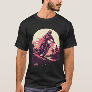 Motocross Woman Dirt Bike Vintage sunset Girls Pin T-Shirt