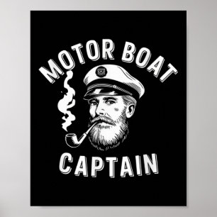 Motor Boat Captain Fast Waters Nautical Adventure Poster