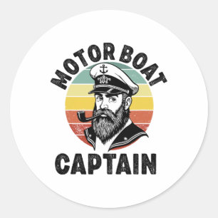 Motor Boat Captain For Boat Owner Captain Boating Classic Round Sticker