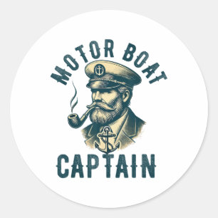 Motor Boat Captain For Boat Owner Captain Boating  Classic Round Sticker