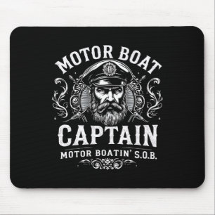Motor Boat Captain Funny Boating Humour For Lake L Mouse Pad