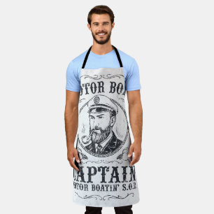 Motor Boat Captain Funny Pontoon Boating Apron