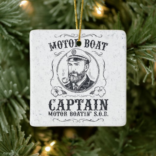 Motor Boat Captain Funny Pontoon Boating Ceramic Ornament (Tree)
