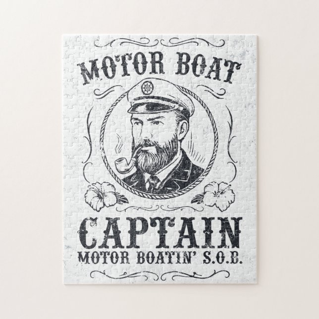 Motor Boat Captain Funny Pontoon Boating Jigsaw Puzzle (Vertical)