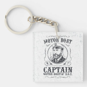 Motor Boat Captain Funny Pontoon Boating Key Ring