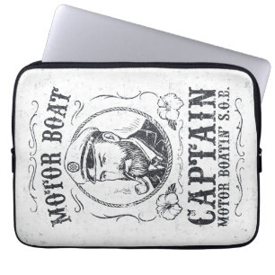 Motor Boat Captain Funny Pontoon Boating Laptop Sleeve