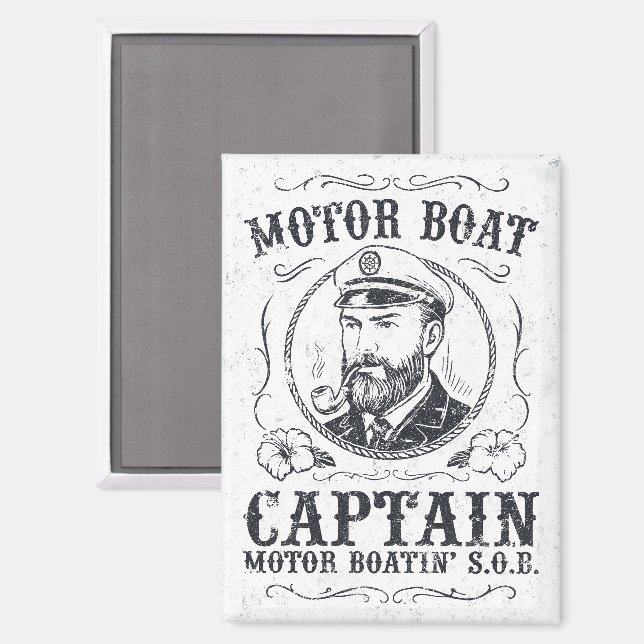 Motor Boat Captain Funny Pontoon Boating Magnet (Front/Back)