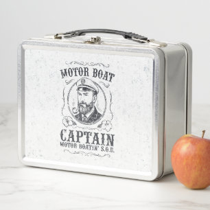 Motor Boat Captain Funny Pontoon Boating Metal Lunch Box