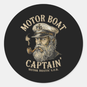 Motor Boat Captain Funny Pontoon Boating Motor Boa Classic Round Sticker