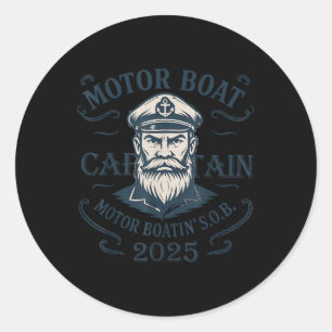 Motor Boat Captain Funny Pontoon Boating Motor Boa Classic Round Sticker