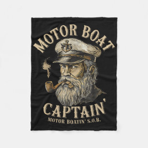 Motor Boat Captain Funny Pontoon Boating Motor Boa Fleece Blanket