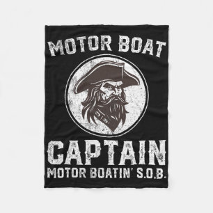 Motor Boat Captain Funny Pontoon Boating Motor Boa Fleece Blanket