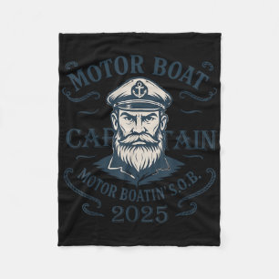 Motor Boat Captain Funny Pontoon Boating Motor Boa Fleece Blanket