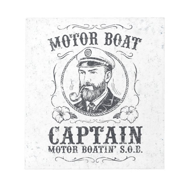 Motor Boat Captain Funny Pontoon Boating Notepad (Front)