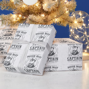Motor Boat Captain Funny Pontoon Boating Wrapping Paper