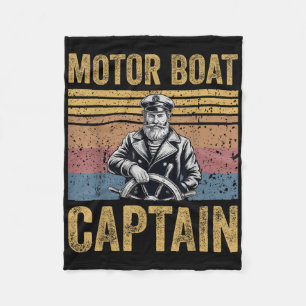 Motor Boat Captain Funny Pontoon Motor Boating Men Fleece Blanket
