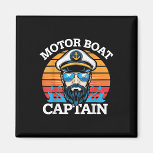 Motor Boat Captain Retro Nautical Cool Ocean Sailo Magnet